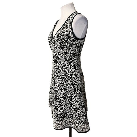 Nanette Lepore A Line Dress 4 Black Ivory Embroidered Lace Sleeveless Rich - Picture 3 of 11